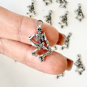 10 pcs Human Skeleton Pendants for Halloween, Mini Brass Skeletons, Gothic charms, Skeleton Charms, Tiny Skeleton Charms, Halloween Charms