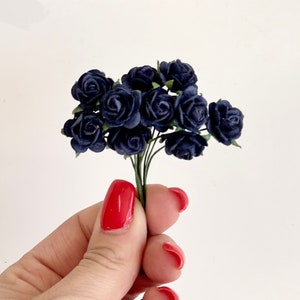 Rosa azul marino de color morera, flores azules, flores de papel de color morera, rosa azul marino, azul, flores de papel para manualidades, flores artificiales, manualidades para bodas