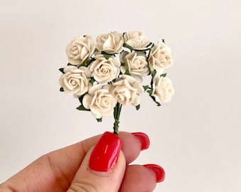 Mulberry Ivory Rose, Ivory Flowers, Mulberry Paper Flowers, Ivory Rose, Dusty, Paper Craft Flowers, Artificial Flowers, Wedding Crafts