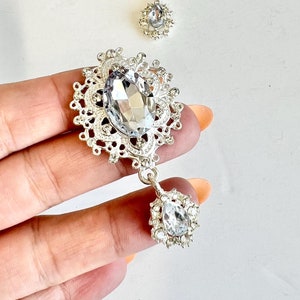 Silver Crystal Rhinestone Embellishment, Flatback Button, Crafting Supply, Brooches Rhinestones, DIY Supplies Alloy Rhinestone Cabochon