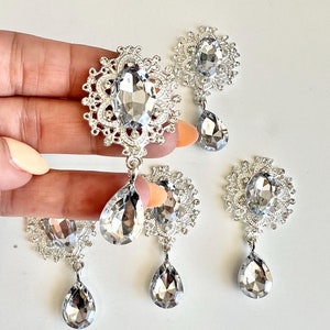 Silver Crystal Rhinestone Embellishment, Flatback Button, Crafting Supply, Brooches Rhinestones, DIY Supplies Alloy Rhinestone Cabochon