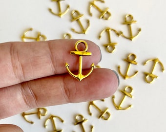 10 Stück Anker Charms Antik Gold, Anker Anhänger, Anker Charms, Ozean Thema Charms, Ozean Anhänger, Messing Zubehör, Armband Verbinder