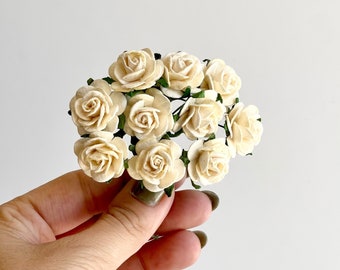 Mulberry Ivory Rose, Ivory Flowers, Mulberry Paper Flowers, Ivory Rose, Dusty, Paper Craft Flowers, Artificial Flowers, Wedding Crafts