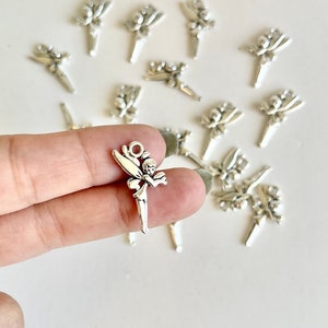 10 pcs Fairy Charms, Angel Charms,  Angel Pendants, Antique Silver Charms, Small Fairy Charms, Fairy Pendants