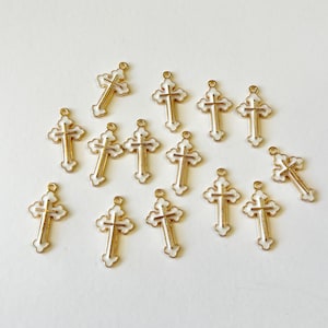 10 pcs Mini Cross, Tiny Cross, Cross Charms, Mini Cross Charm, Mini Cross Pendants, Jewelry Supplies, Vintage Cross, Small Cross, Baptism