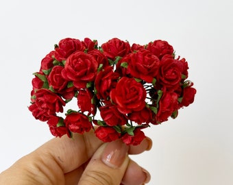 10 pcs Mulberry Red Rose, Red Flowers, Mulberry Paper Flowers, Red Rose, Red, Paper Craft Flowers, Artificial Flowers, Wedding Crafts