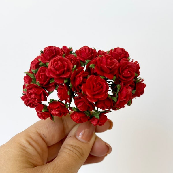 10 pcs Mulberry Red Rose, Red Flowers, Mulberry Paper Flowers, Red Rose, Red, Paper Craft Flowers, Artificial Flowers, Wedding Crafts