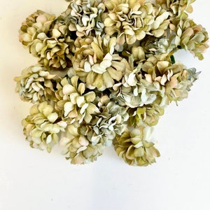 10 Stück salbeigrüne Hortensien, künstliche Blumenköpfe, Seidenblumen, Hochzeitsblumen, künstliche Hortensien, Heimdekoration