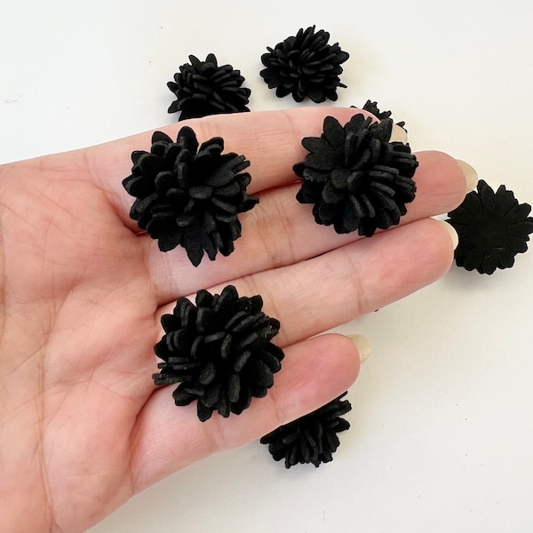 10 pcs Artificial Black Flowers, Microfiber Flower Head For Party Wedding Flowers Decoration Fake Flower, Craft Die Hair Corsage Accessories