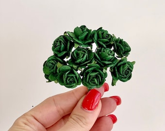 Mulberry Emerald Green Rose, Green Flowers, Mulberry Paper Flowers, Emerald Green, Paper Craft Flowers, Artificial Flowers, Wedding Crafts