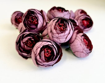10 pcs Purple Tea Roses Heads, Artificial Flowers Heads, Silk Flowers, Wedding Flowers, Supplies, Fake Rose, Faux Roses, Home Decoration