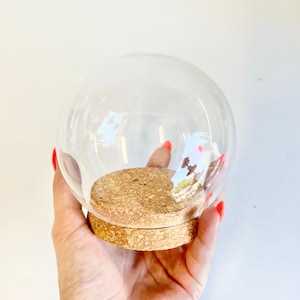 Big Dome Glass Jar, Dome Jar, Glass Globe, 4.3x4.25inch Round Cloche, Glass Display, Big Round Jar, Bell Jar, Round Cloche with Cork Bottom