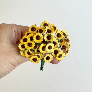 Mulberry Paper Sunflowers, Paper Flowers, Paper Sunflowers, Paper sunflowers with wire stems, Sunflowers, Artificial Flowers, Wedding Crafts