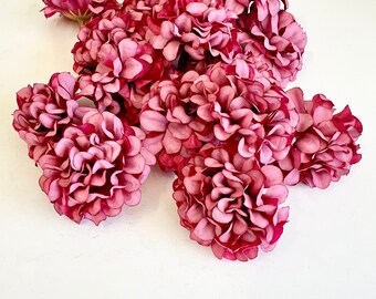 10 pezzi di ortensia rosso intenso, teste di fiori artificiali, fiori di seta, fiori nuziali, forniture, ortensie finte, ortensie finte, decorazione domestica