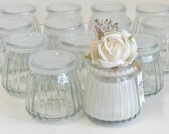 12 peças de potes de vela com tampas, potes de vidro de 4 oz, decoração para casa, potes de velas e lembrancinhas