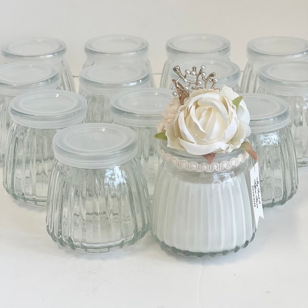 12 pcs Candle Jar with Lids, Glass Jars 4 oz, Home Decor, Candles Favors Jars