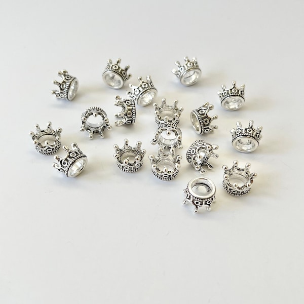 10 pcs Mini Crown Charm, Couronne d’argent antique, Mini perles de couronne, Mini Pendentifs Couronne, Couronne, Fournitures de bijoux, Charmes de couronne antique