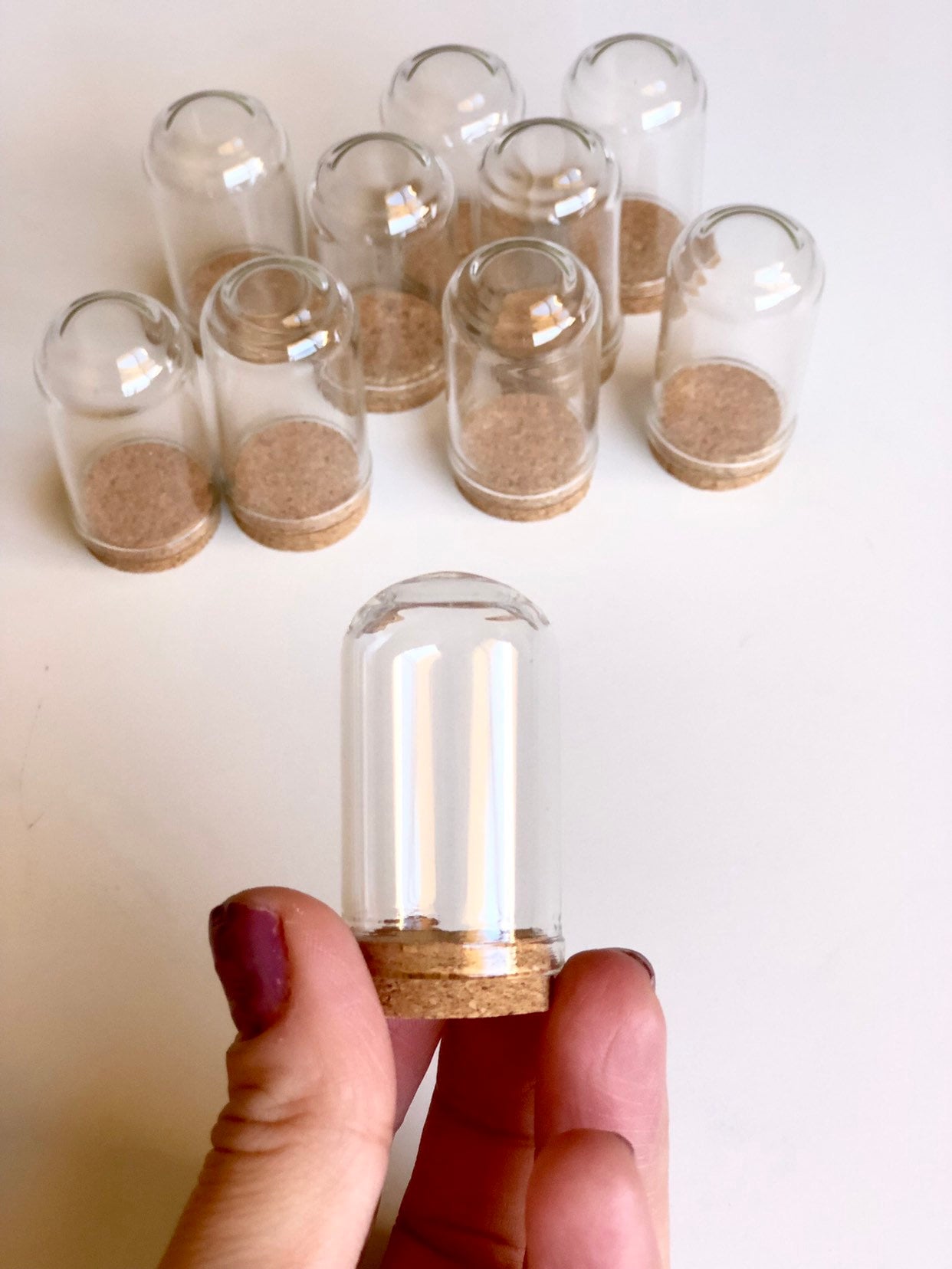 50 Pcs Mini Dome Glass Jar, 42.5x25mm, Dome Jar, Cloche Dome, Cork