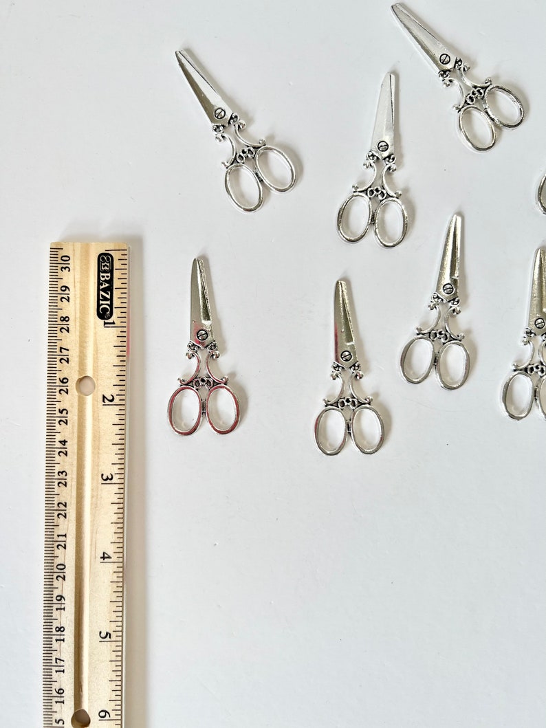 10 Pcs Scissors Charms, Jewelry Supplies, Antique Tibetan Silver Tone ...