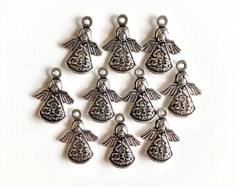 10 Stück Engel Charms, Halo Charms, Engel Anhänger, viktorianische Engel, Engel Charms, Silber Engel, Engel Anhänger, Erkenntnisse, Engel Geschenke