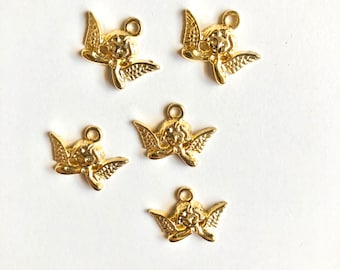 10 Stück Engel Charms, Halo Charms, Engel Anhänger, Antik Silber Charms, kleine Engel Charms, Engel Flügel Charms, Engel Anhänger, Zubehör