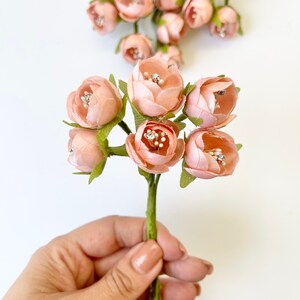6 pcs Roses on Wire Stems, Silk Roses, Silk Flowers, Corsage Flowers, Peach Roses , Wedding Crafts, Bulk Artificial Flowers, DIY Flowers