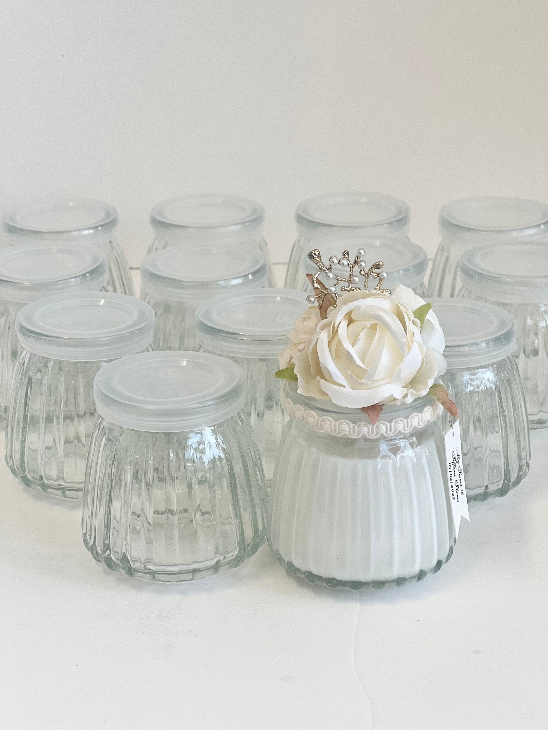 8 oz Clear Glass Candle Jars w/ Glass Flat Pressed Lids