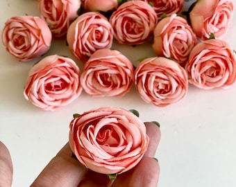 10 pcs Coral Roses Heads, Artificial Flowers, Silk Flowers, Wedding Flowers, Supplies, Fake Rose, Faux Roses, Home Decoration