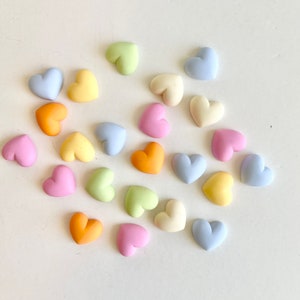 10 Mixed colors heart resin flat back, Heart resin, Resin heart embellishments for DIY bows & headbands, hair bow centers cabochon supplies