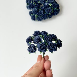 Rosa azul marino de morera, flores azules, flores de papel de morera, rosa azul marino, azul, flores artesanales de papel, flores artificiales, artesanías de boda