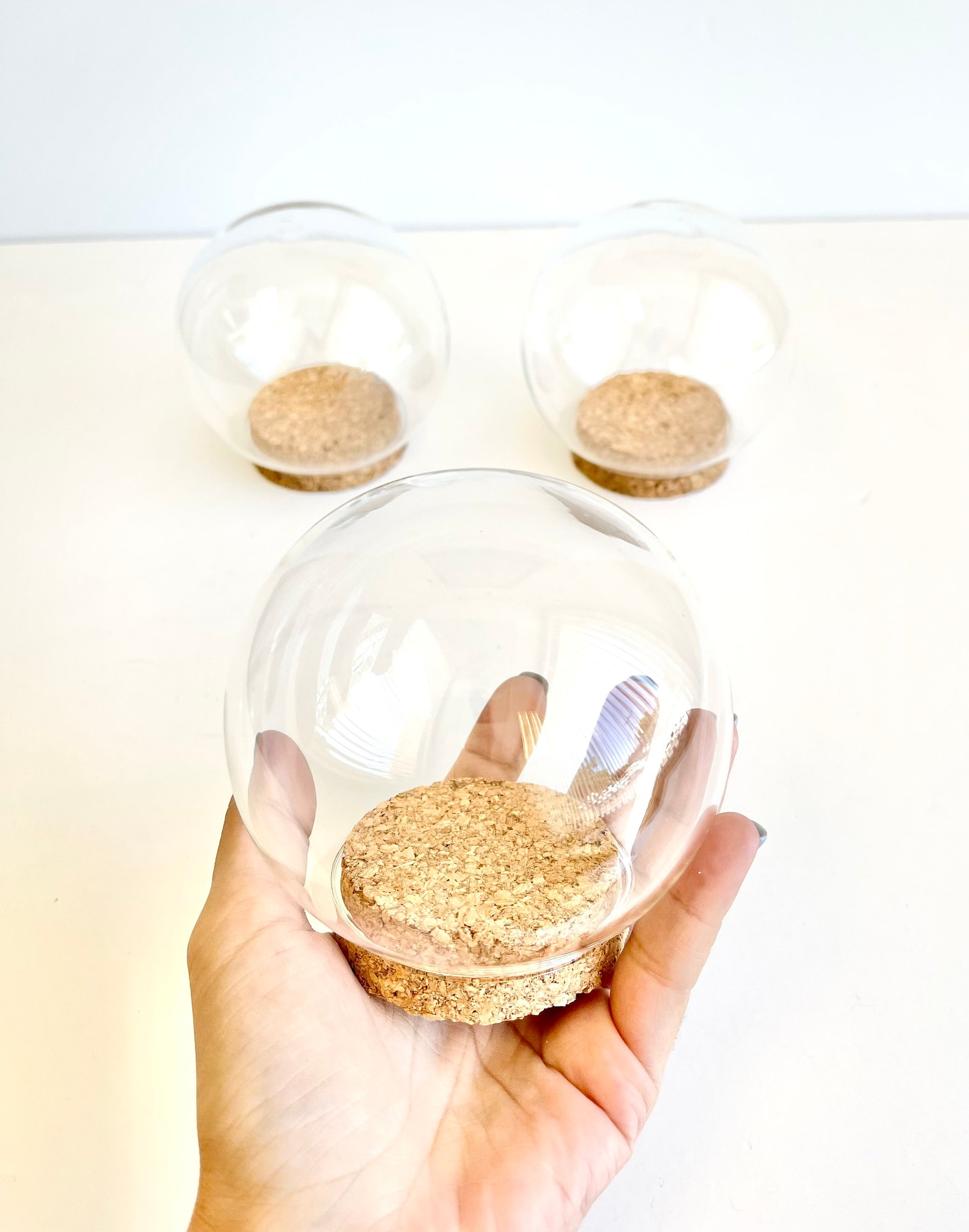 Big Dome Glass Jar, Dome Jar, Glass Globe,10cm Round Cloche, Cork