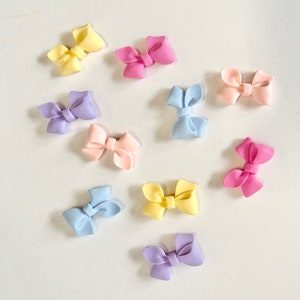 10 pcs Mixed Colors Bowknot Cabochons, , Resin Cabochons, Soft Kawaii Resin Bowknot Cabochons, Pastel Colors Bowknot Resin Cabochon Flatback