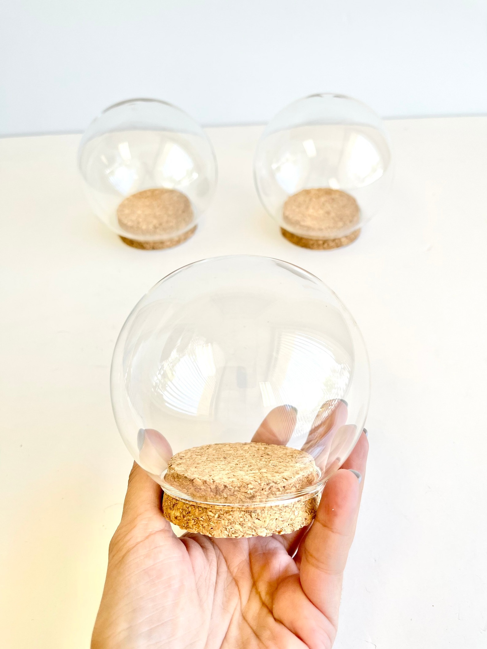 Big Dome Glass Jar, Dome Jar, Glass Globe,10cm Round Cloche, Cork