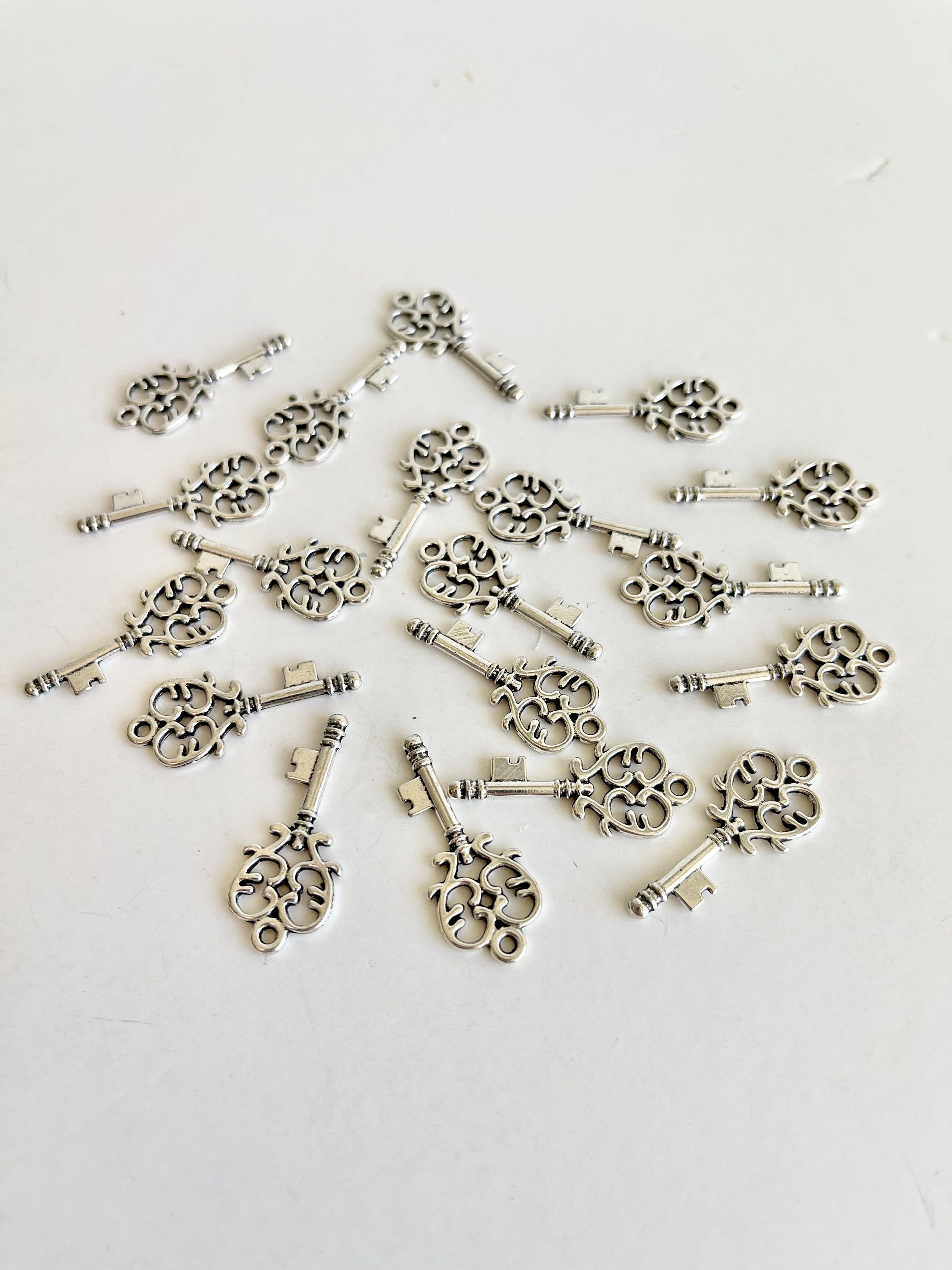 10 Pcs Mini Key, Tiny Key, Charms Antique Silver, Mini Keys Charm ...
