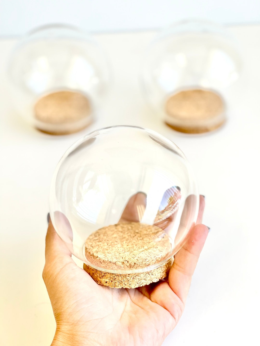 Big Dome Glass Jar, Dome Jar, Glass Globe,10cm Round Cloche, Cork