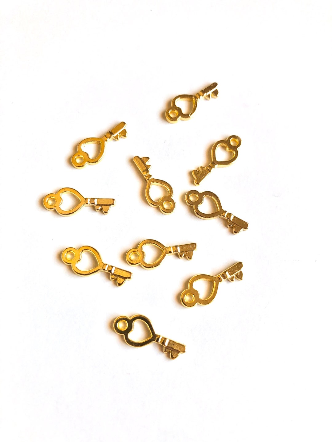 Mini Key Charm 10 Pcs Mini Key, Tiny Key, Charms, Gold Key, Mini Keys Charm, Mini Key ...