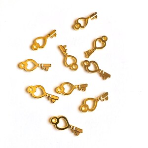 10 pcs Mini Key, Tiny Key, Charms, Gold Key, Mini Keys Charm, Mini Key Pendants, Jewelry Supplies, Vintage Key, Small Key, Skeleton Key, Key