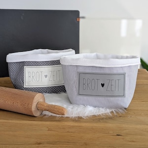 Tygbrödkorg, present till bakentusiaster, snackskorg, grå och vit brödkorg, hobbybagare