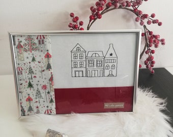 Cadre photo maisons d'hiver, image de Noël moderne, décoration de l'Avent, cadeau de Noël spécial