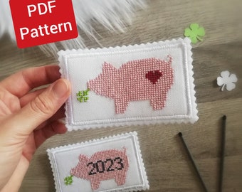 9 Lucky Pigs Crossstitch Pattern Template