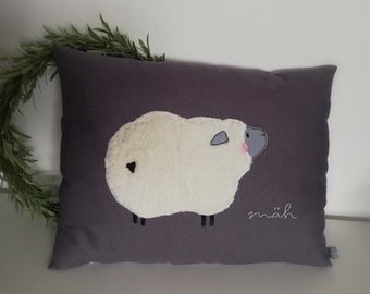 Decoratief kussen schapenwol grijs
