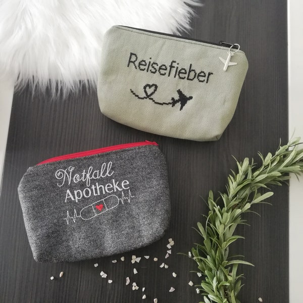 Kosmetiktasche Reise, Medikamententasche, Reiseapotheke Tasche, Kulturbeutel klein, Geschenk für Reisende