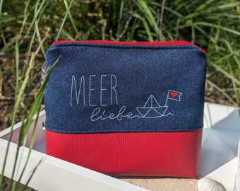 Meerliebe maritime cosmetic bag, gifts for sea lovers, small beach bag, maritime storage