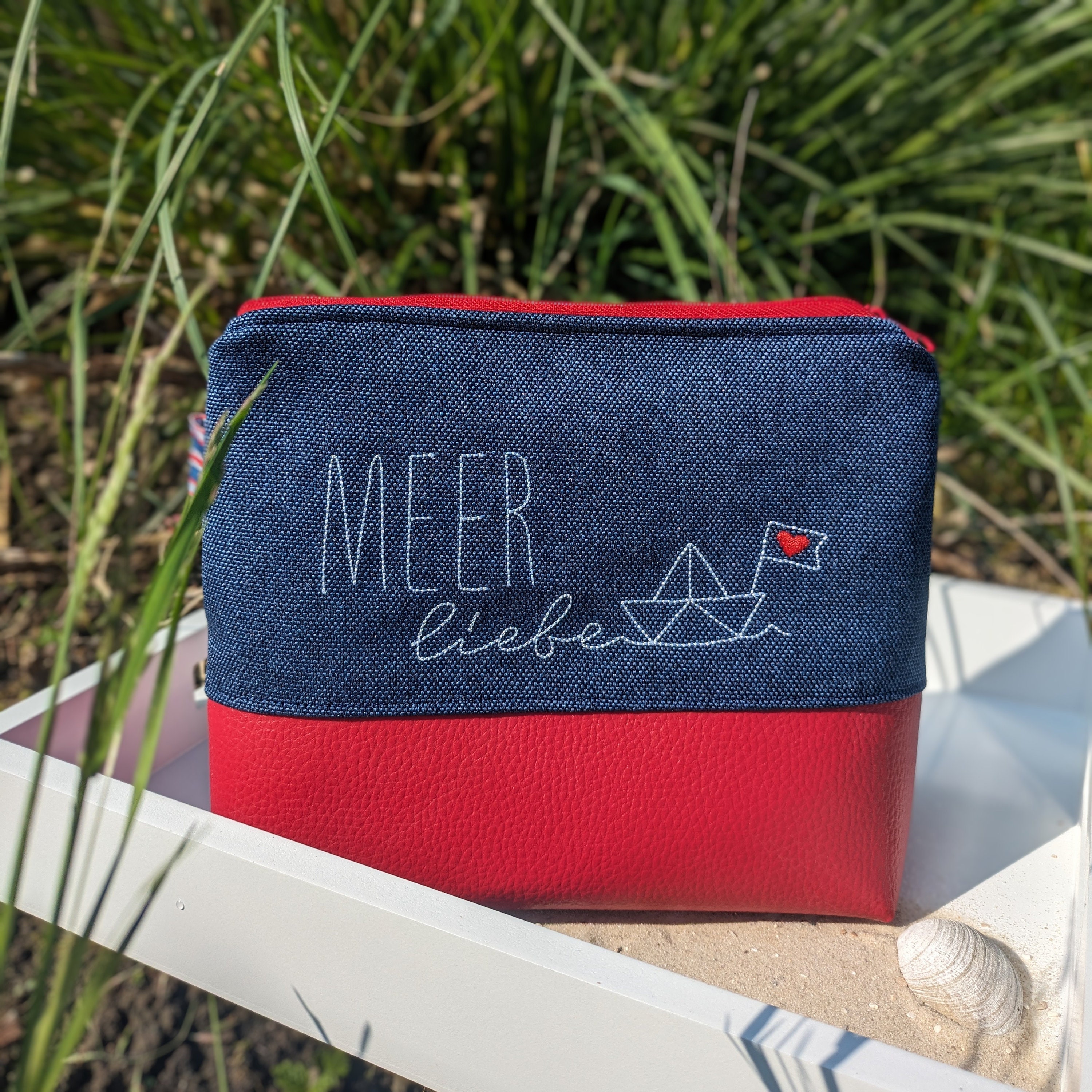 Schminktasche Maritime Kulturtasche Meerliebe Kosmetiktasche