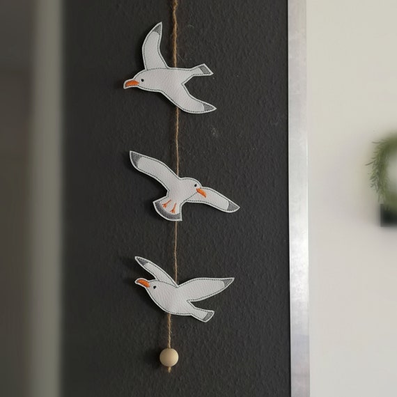 Dekokette Möwen maritim, Fensterdeko zum Hängen, Sommergirlande, maritime Deko, Dekokette Fenster