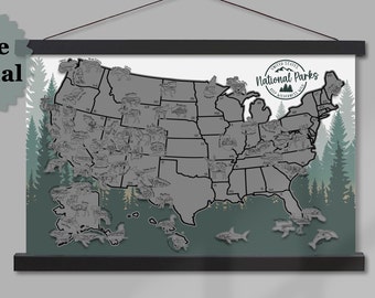 National Park Scratch Off Map: US Travel Tracker Poster, Bucket List, Hiking Gift