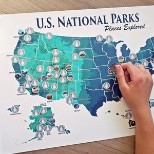 CLEARANCE National Park Scratch Off Map 12x18 National Park Travel Poster National Park Print National Park Bucket List Hiking Gift image 2