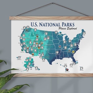 CLEARANCE National Park Scratch Off Map 12x18 National Park Travel Poster National Park Print National Park Bucket List Hiking Gift image 3