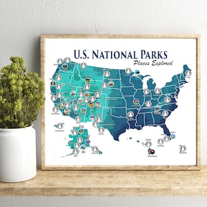 CLEARANCE! 8x10 U.S. National Parks Scratch Off Travel Map; Camper Size / RV; National Park Bucket List Poster, National Park checklist
