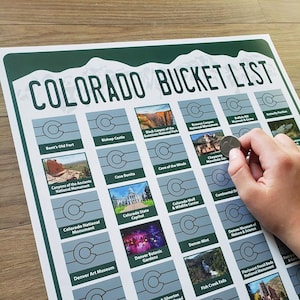 Colorado Bucket List; Colorado Scratch Off Poster; Colorado Housewarming Gift; Colorado Travel Map; Denver; Colorado Springs; Colorado Art